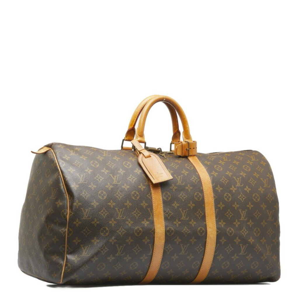LOUIS VUITTON Monogram Keepall 55 Boston Bag M41424 Brown PVC Leather Ladies - Picture 2 of 10